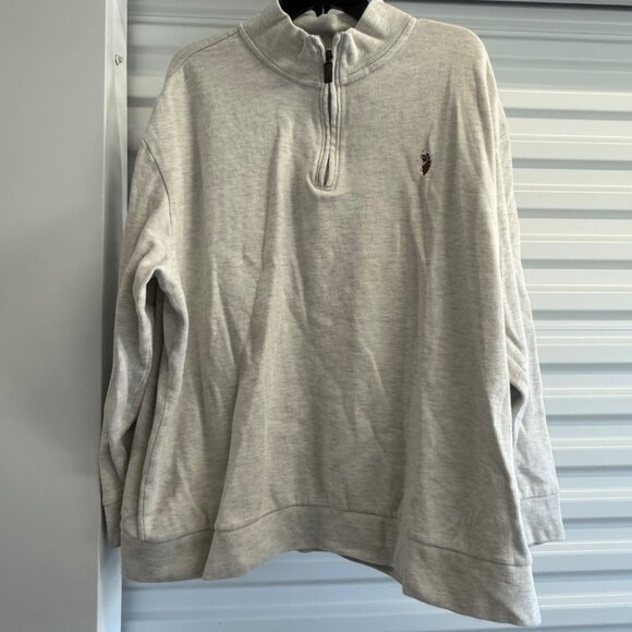 U.S. Polo Assn. Men's Mock Neck Quarter-Zip Pullover, Gray, 3XL - Picture 2 of 9